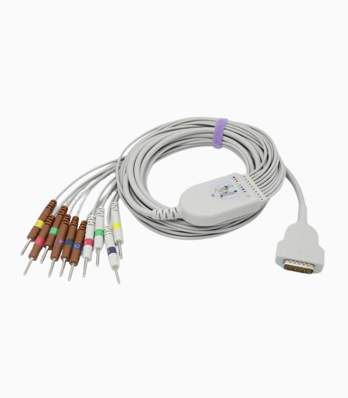 GE 10 Lead Integrated EKG Cable for use with MAC 500, 1100, 1200, 1600, 2000. Banana, Needle, Pinch, and Snap Terminations Available